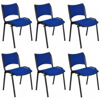 Pack 6 of Smart visitor chairs with black epoxy structure and Baly (textile) or eco-leather upholstery
